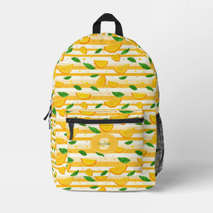 Playful Orange Slice Pattern with Green Leaves Printed Backpack