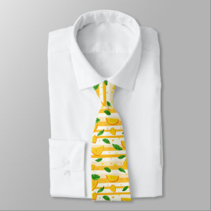 Playful Orange Slice Pattern with Green Leaves Tie