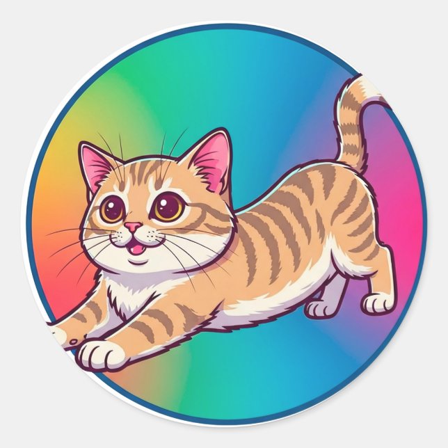 Playful Orange Tabby Kitten Classic Round Sticker (Front)