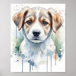 Playful Orange Tabby Kitten Watercolor Art Poster