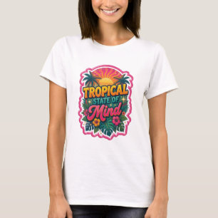 Playful Orange TROPICAL STATE OF MIND 3D Text Art T-Shirt