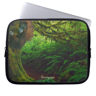 Playful Orangutan in Borneo Jungle Laptop Sleeve