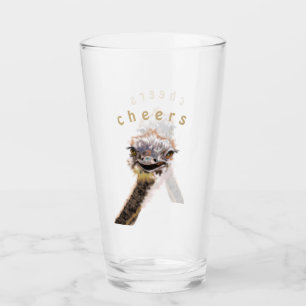 Playful Ostrich Glass Cheers - Your Text