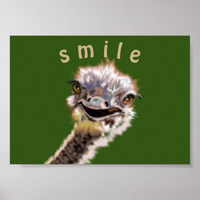 Playful Ostrich Poster - Smile - Your Colour - Tex (Front)