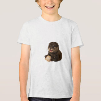 Playful Otter Cub with Seashell Tri-Blend Shirt