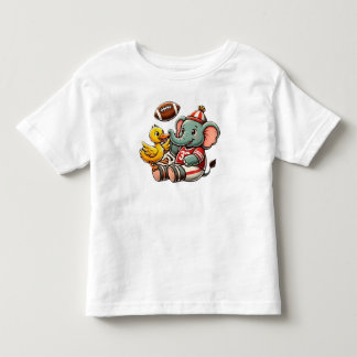 Playful Pals: Cartoon Elephant and Duck Toddler T-Shirt