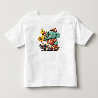 Playful Pals: Cartoon Elephant and Duck Toddler T-Shirt