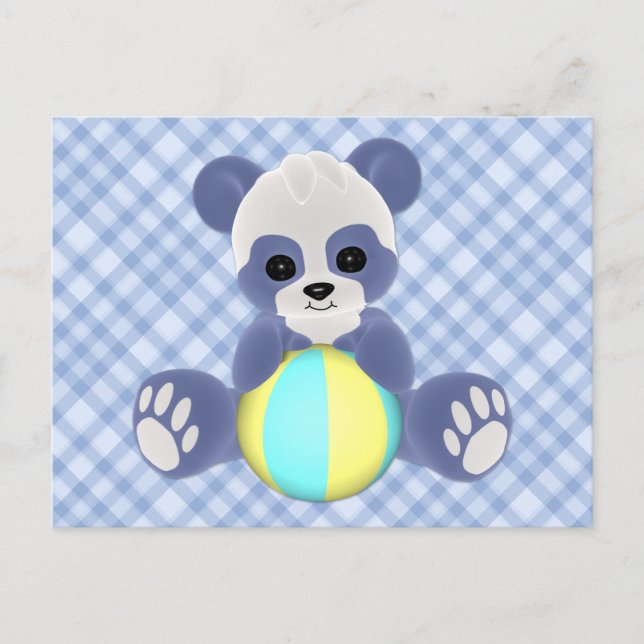 Playful Panda Baby Boy Postcard (Front)