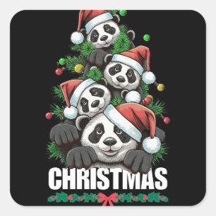 Playful Panda Christmas Sticker