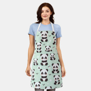 Playful Panda Pattern Apron