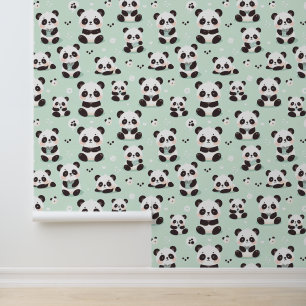 Playful Panda Pattern Wallpaper