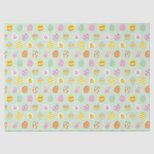 Playful Pastel Easter Eggs & Bunnies Spring Green Tissue Paper