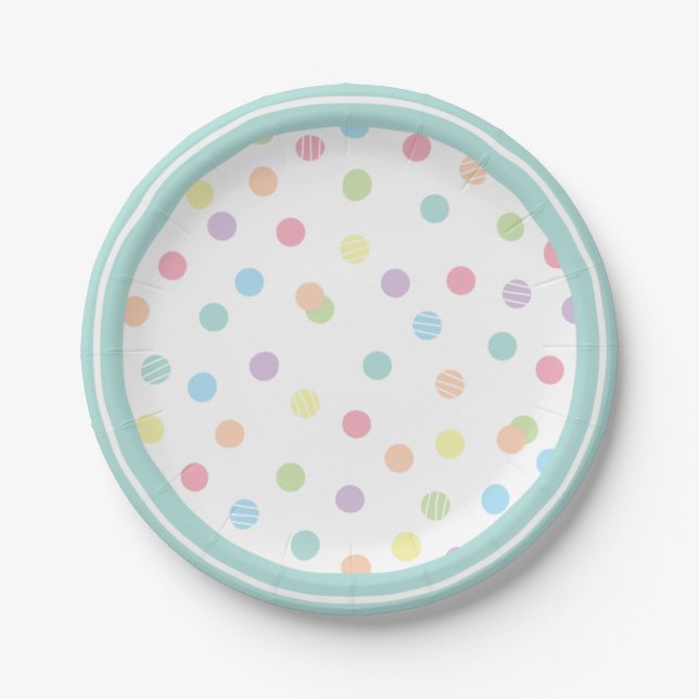 Playful Pastel Polka Dot  Paper Plate (Front)