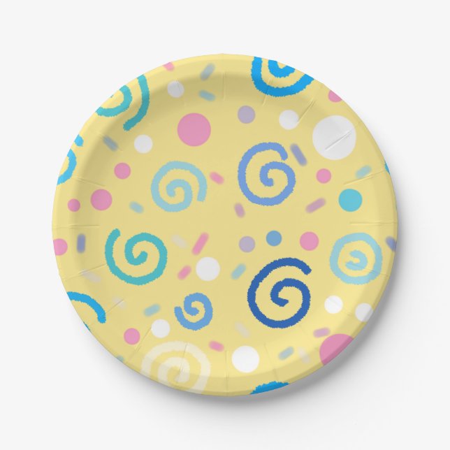 Playful Pastel Swirl Pattern Paper Plate (Front)