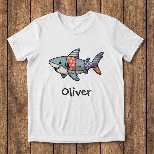Playful Patchwork Shark Tri-Blend Shirt