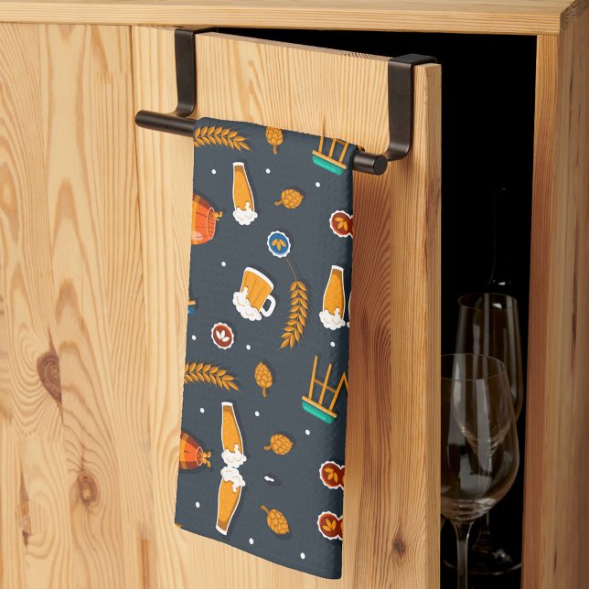 Playful pattern of orange pumpkins kitchen towel (Creator Uploaded)