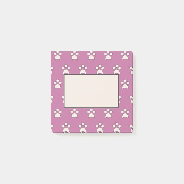 Playful Paw Pattern Post It Notes (Front)