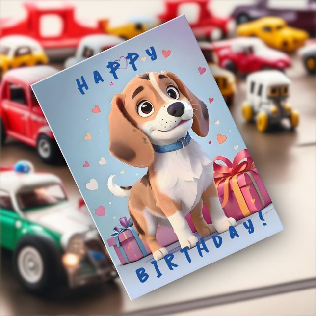 Playful Paws Beagle Puppy and Gifts Birthday  Card (Creator Uploaded)