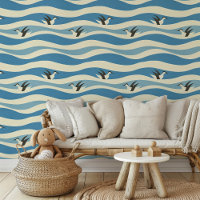 Playful Penguin Ocean Waves Peel & Stick