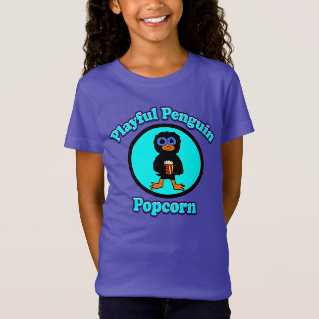 Playful Penguin Popcorn T-Shirt (Front)