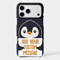 Playful penguin with a sign for your message