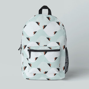 Playful Penguins Sliding on Snow Pattern Printed Backpack