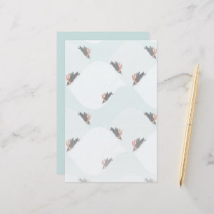Playful Penguins Sliding on Snow Pattern Stationery