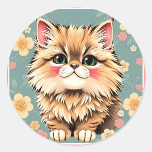 Playful Persian Cat  Classic Round Sticker