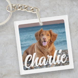 Playful Personalized Dog Lover Photo Pet Key Ring