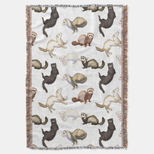 Playful Pet Ferret Business    Throw Blanket