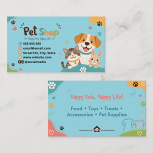 Playful Pet Shop Business Card Cute Animals