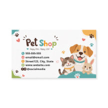 Playful Pet Shop Business Card Cute Animals