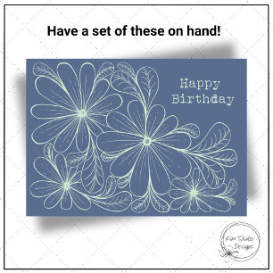 Playful Petals on Navy Birthday Card