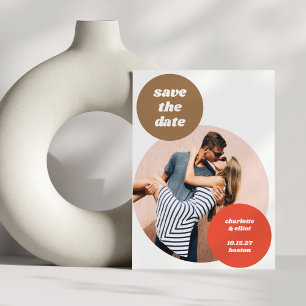 Playful Photo Cutout Retro Neutrals Unique Wedding Save The Date