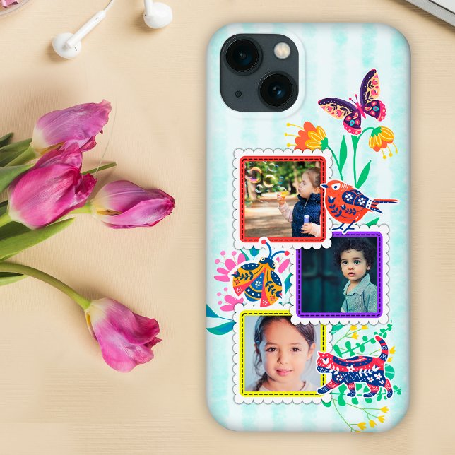 Playful photo frames, cute bird, cat, ladybug  Case-Mate iPhone case (Creator Uploaded)