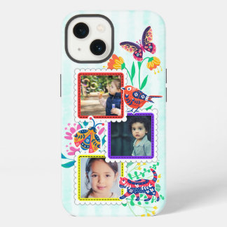 Playful photo frames, cute bird, cat, ladybug iPhone 13 case