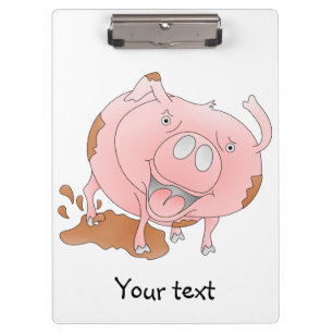 Playful pig in muddy puddle clipboard