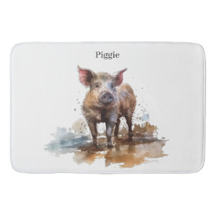 Playful Piglet, custom Bath Mat