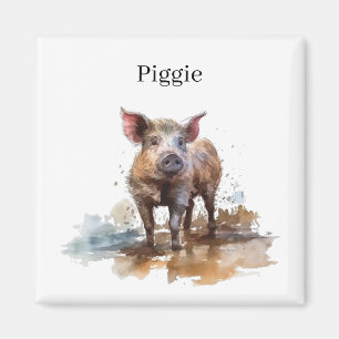 Playful Piglet, custom Magnet