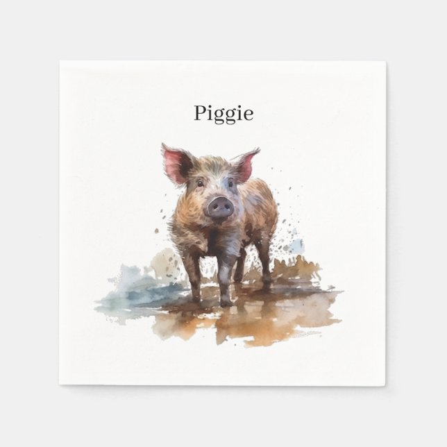 Playful Piglet, custom Napkin (Front)