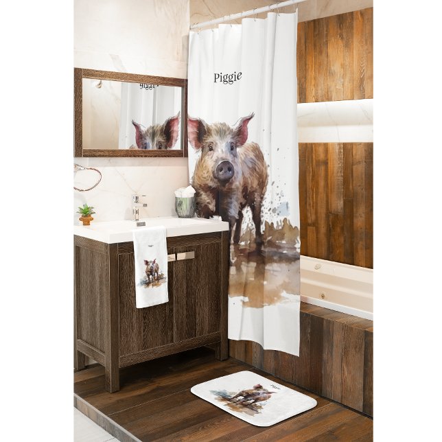 Playful Piglet, custom Shower Curtain (Creator Uploaded)