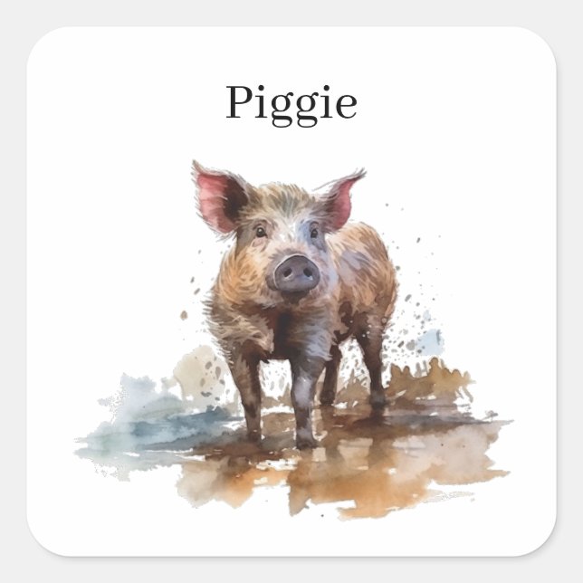 Playful Piglet, custom Square Sticker (Front)