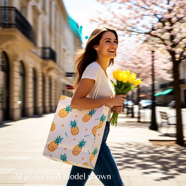 Playful Pineapple Pattern – Tropical Summer Medium Gift Bag (Playful Pineapple Pattern – Tropical Summer Medium Gift Bag)