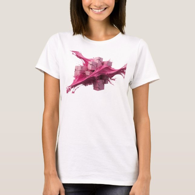 Playful Pink Abstract Cubes Custom Shirt (Front)