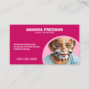 Playful Pink and White Face Painter Artist Business Card