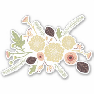 Playful Pink Brown Motif Tossed Flowers