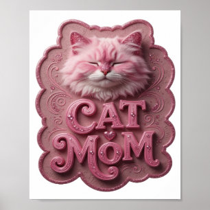 Playful Pink CAT MOM Poster