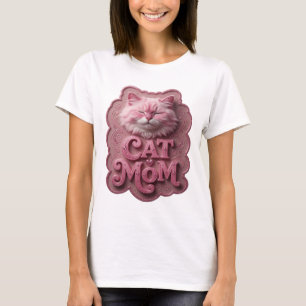 Playful Pink CAT MOM Quote Shirt