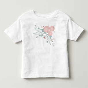 Playful Pink Cream Blue Repeat Floral Print Toddler T-Shirt