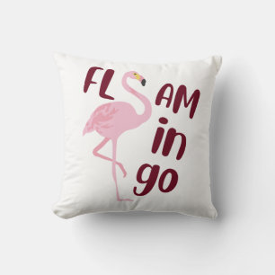 Playful Pink Flamingo Typography Art Cushion